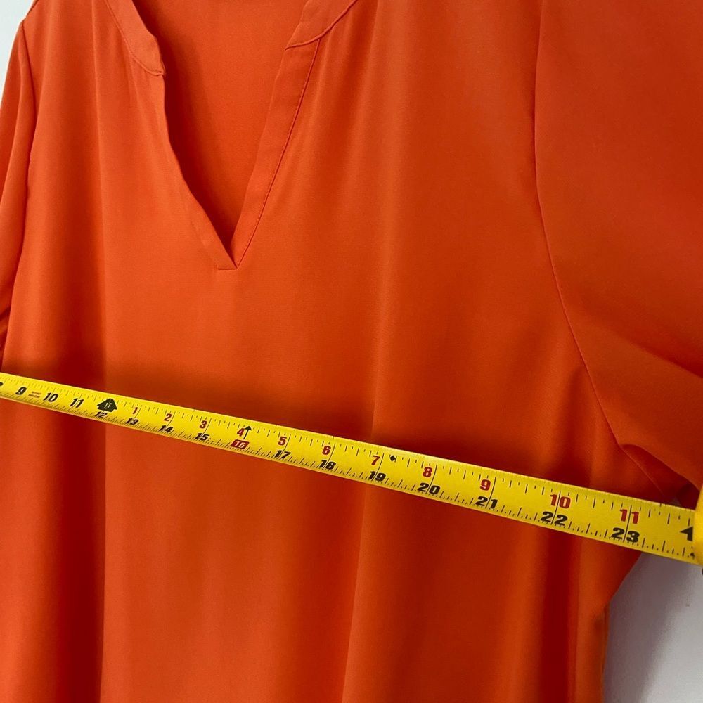 Susan Graver Solid Orange Long Tunic Sz 14 - Picture 3 of 7